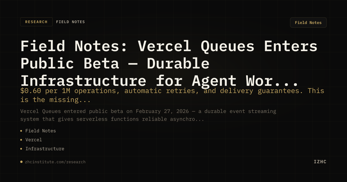 Field Notes: Vercel Queues Enters Public Beta — Durable Infrastructure ...